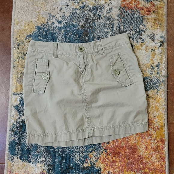 Khaki Button-Accent Mini Skirt - Picture 6 of 7